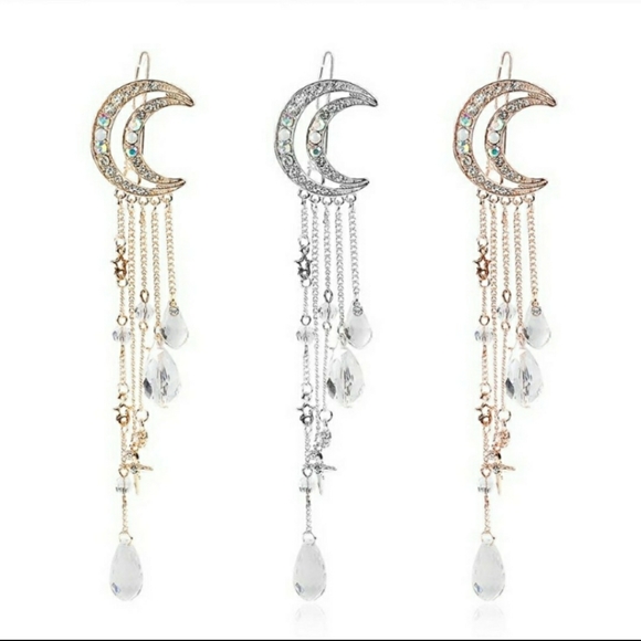 Boho Moon & Stars Crystal Hair Clip - Picture 2 of 7